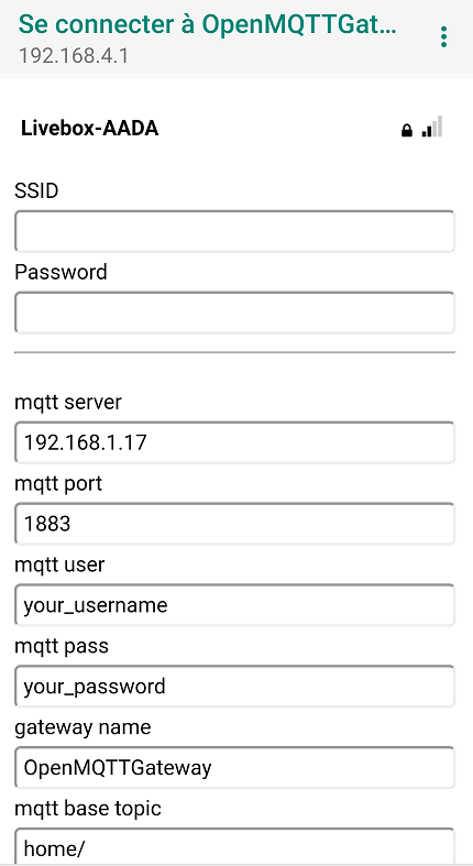 WiFi manager parameters