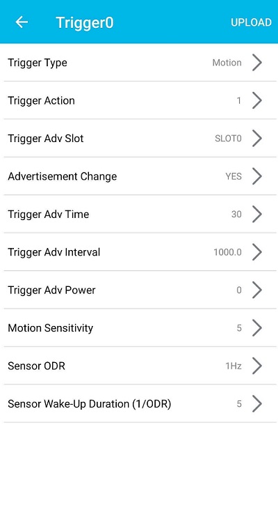 KBeacon trigger settings
