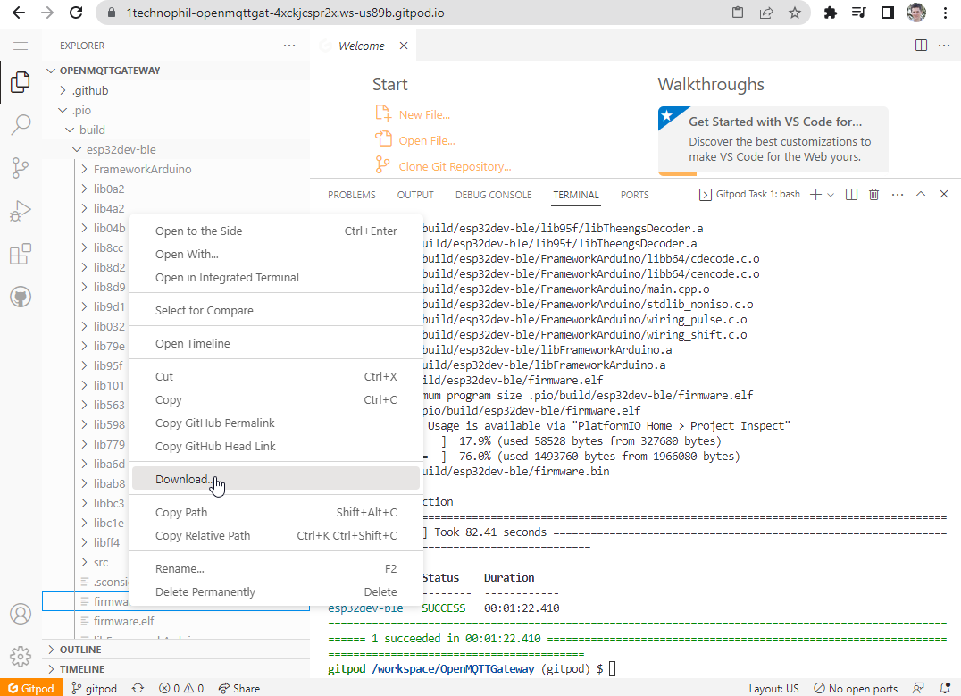 Gitpod build download
