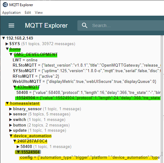 MQTTExplorer Show Topic