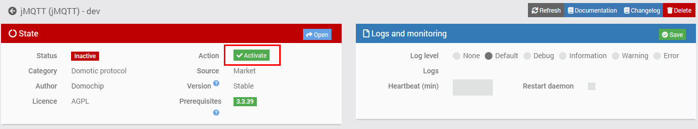 Jeedom integration
