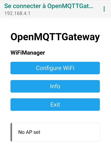 WiFi manager menu